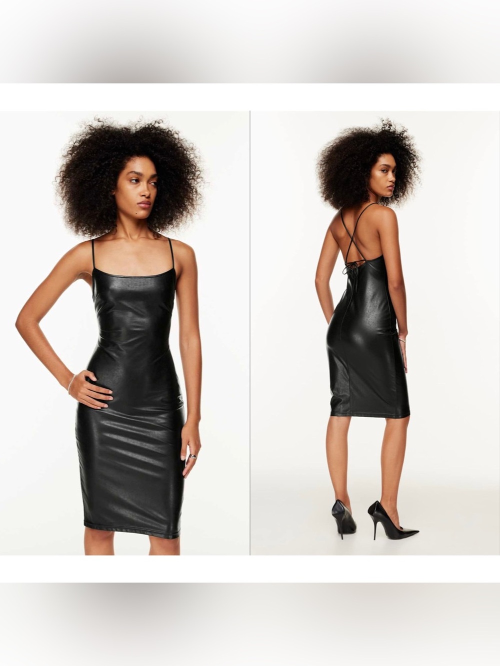 ten by babaton backstory black faux leather mini dress
